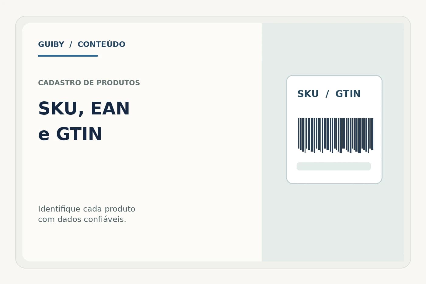 Ilustração editorial de etiqueta com SKU e GTIN e barras gráficas sem código comercial real
