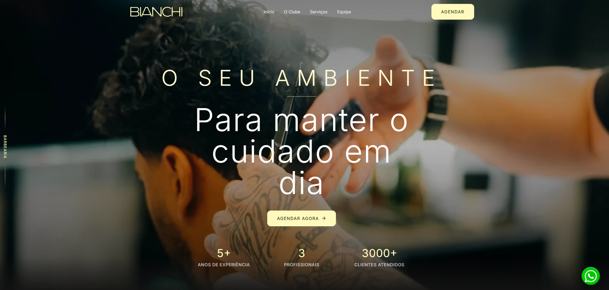Site da Barbearia Bianchi, com apresentação da barbearia e acesso ao agendamento
